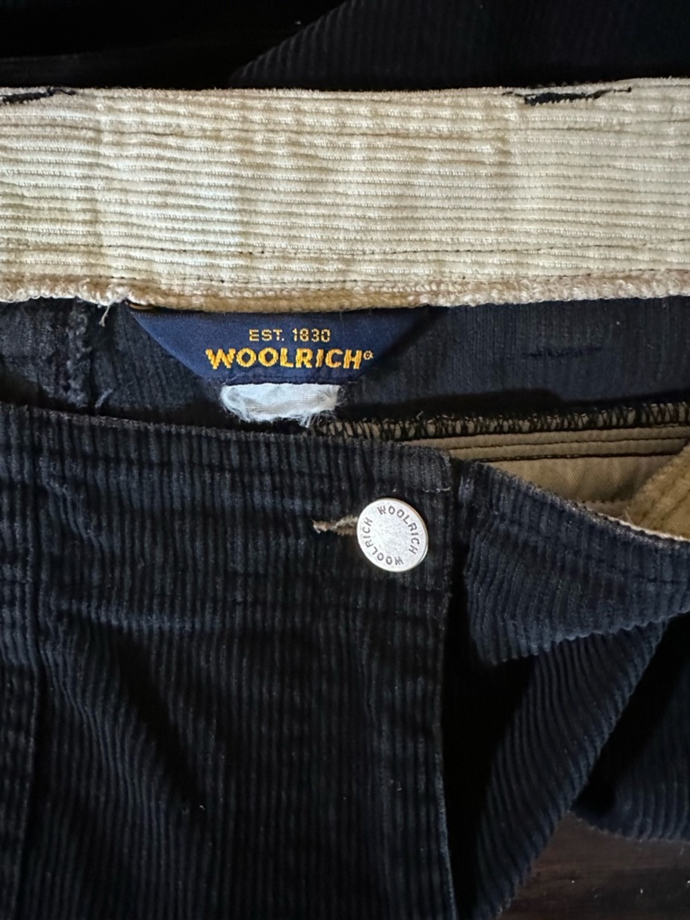 Woolrich Corduroy Pants Womens 12 Black Straight Crop High Rise Stretch Casual - Picture 6 of 8